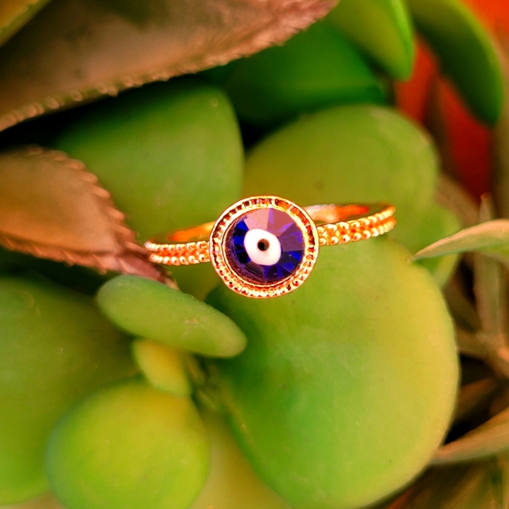 Blue evil eye ring